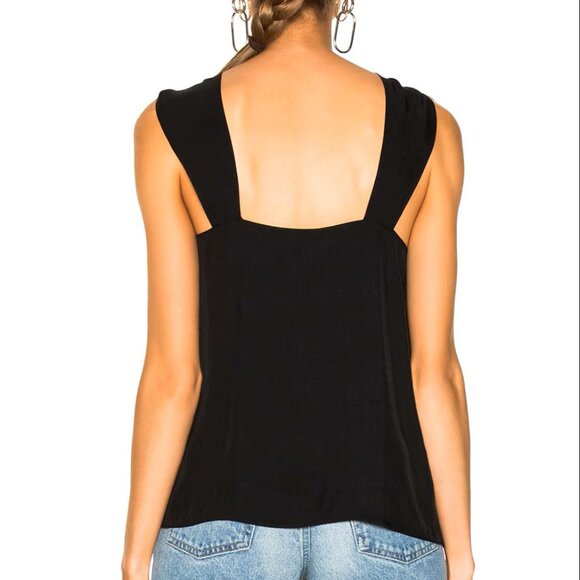 Rag & Bone Collins Sleeveless Top Keyhole Twist  Drapey Crop Black SZ M NWT - Picture 4 of 11